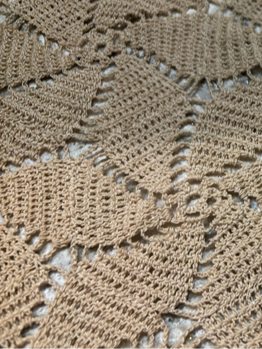 Beige Crochet Shawl Scarf - Lightweight Women’s Accessory